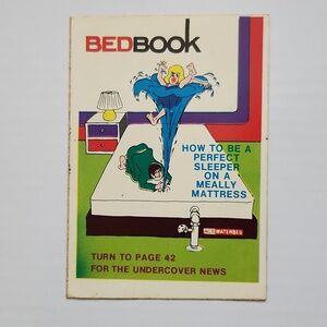 🛌 Vintage 1973 Topps WACKY PACKAGES “Bed Book” Sticker Card trading baseball💦